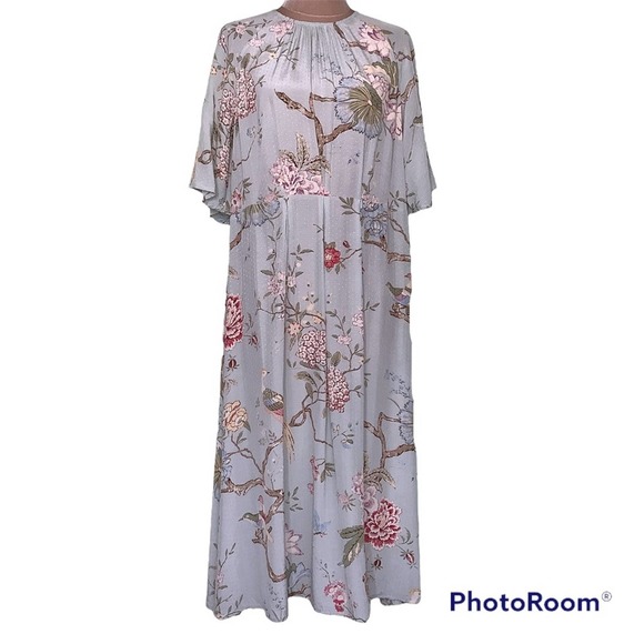 H&M Dresses & Skirts - GP&J Baker X H&M Floral Bird Print Boxy Viscose Shift Dress Raglan Half Sleeve
